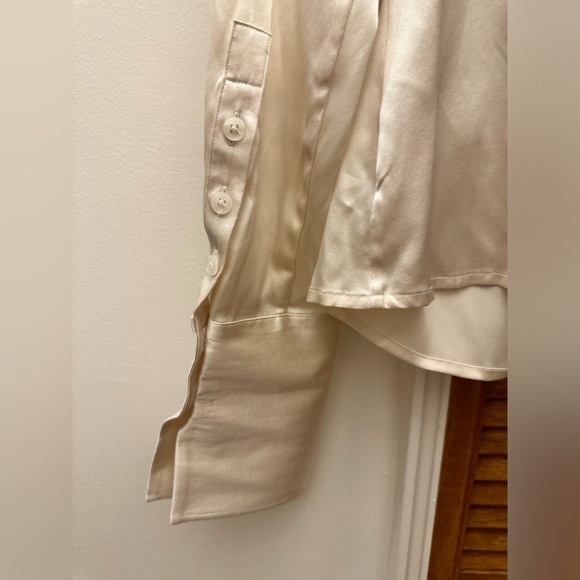 Thomas Pink Jermyn Street US 6 Beige Silk Ruched Blouse - Picture 9 of 10